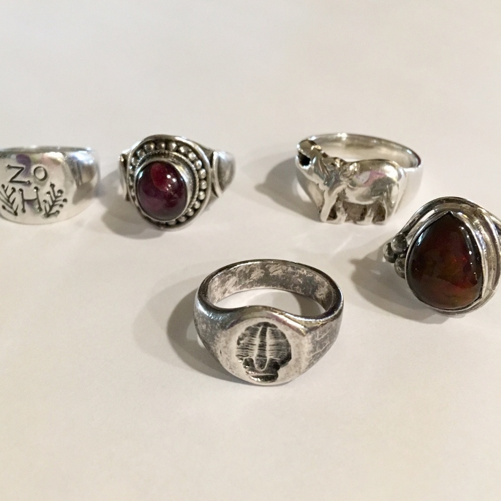 Mixed lot 925 silver rings - sizes 6 & 8